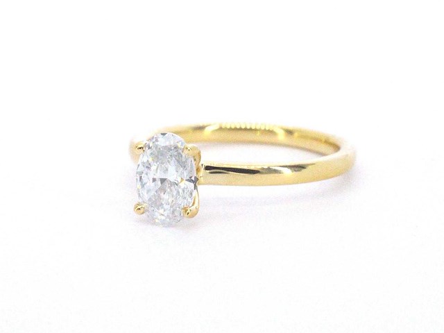 Gouden ovaal solitair ring met diamant 1.00 carat - afbeelding 6 van  10