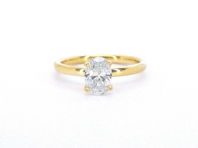 Gouden ovaal solitair ring met diamant 1.00 carat - afbeelding 7 van  10