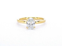 Gouden ovaal solitair ring met diamant 1.00 carat - afbeelding 7 van  10