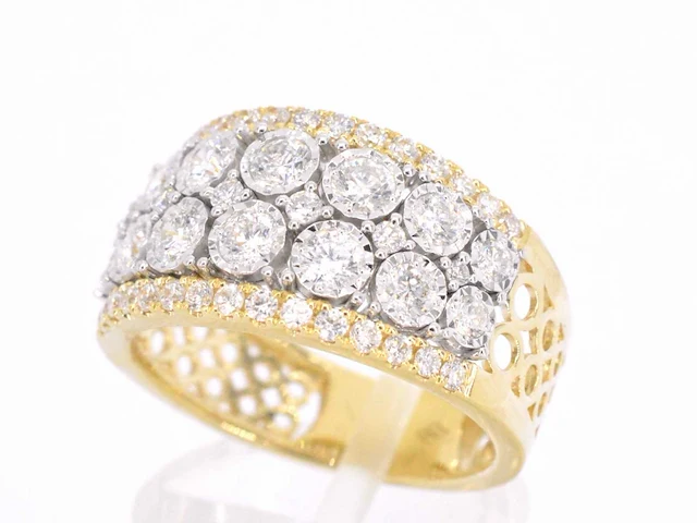 Gouden pavé ring diamant - afbeelding 1 van  10