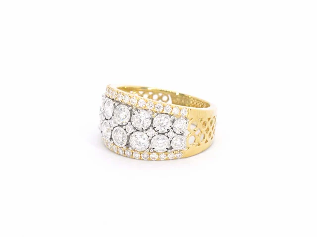 Gouden pavé ring diamant - afbeelding 6 van  10