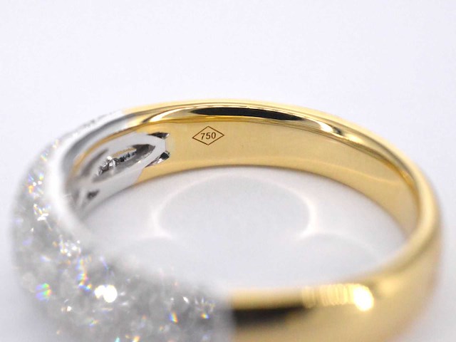 Gouden pave ring met diamanten 0.90 carat - afbeelding 6 van  10
