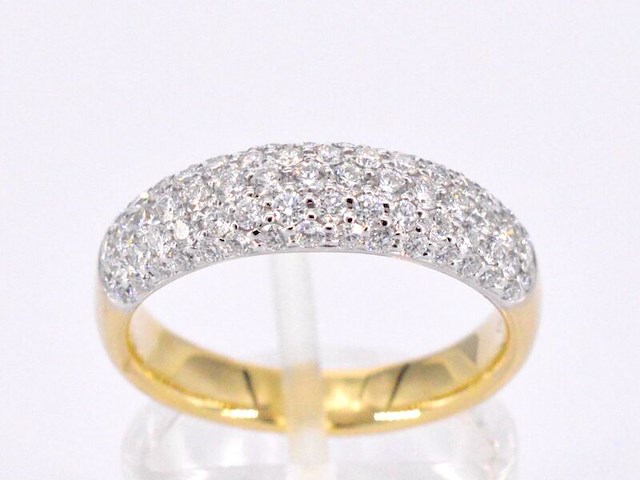 Gouden pave ring met diamanten 0.90 carat - afbeelding 1 van  11