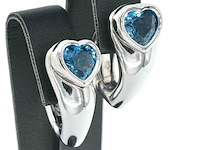 Gouden piaget hart oorbellen met topaas - afbeelding 1 van  12