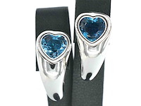 Gouden piaget hart oorbellen met topaas - afbeelding 5 van  12