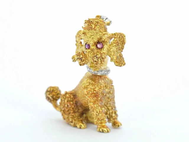 Gouden poedel broche - afbeelding 4 van  11