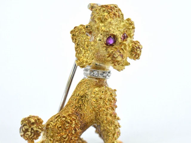 Gouden poedel broche - afbeelding 9 van  11