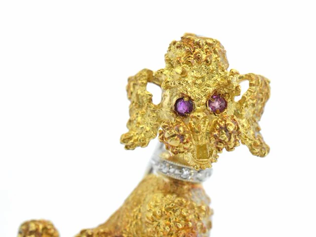 Gouden poedel broche - afbeelding 11 van  11