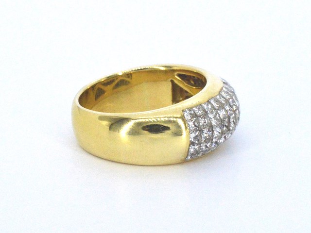 Gouden rijring met princess geslepen diamanten - afbeelding 5 van  11