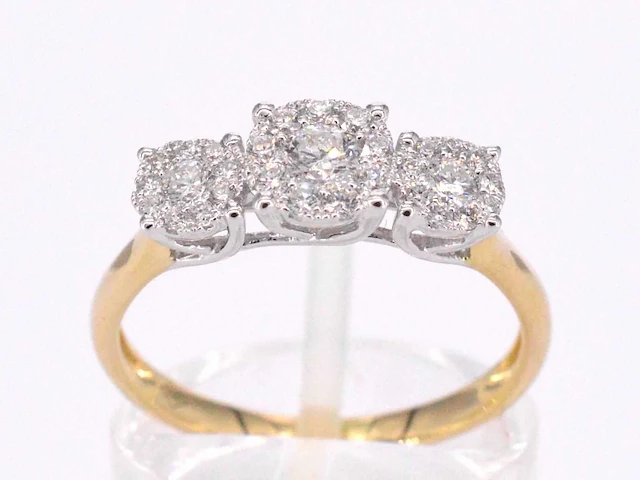 Gouden ring 3 chatons diamant 0.75 ct - afbeelding 1 van  10