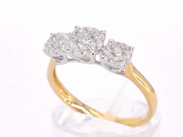 Gouden ring 3 chatons diamant 0.75 ct - afbeelding 6 van  10