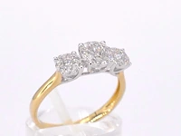 Gouden ring 3 chatons diamant 0.75 ct - afbeelding 9 van  10