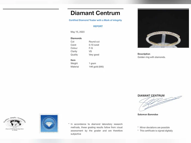 Gouden ring diamant 0.10 ct - afbeelding 9 van  9