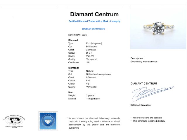 Gouden ring diamant 2.00 carat - afbeelding 3 van  7