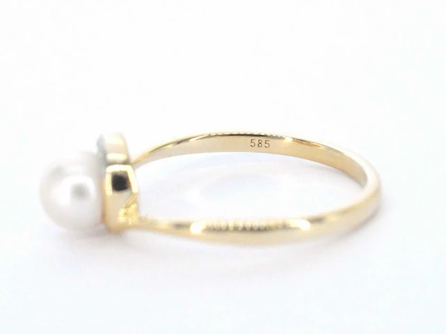 Gouden ring diamant parel - afbeelding 2 van  10