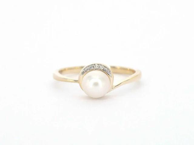 Gouden ring diamant parel - afbeelding 1 van  10