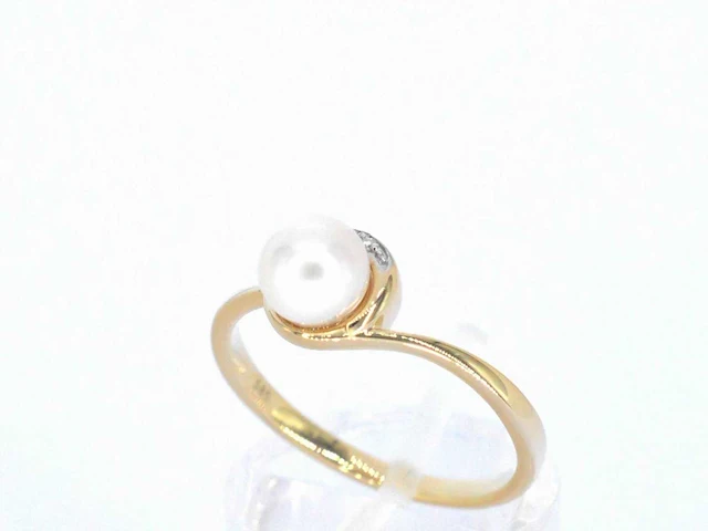 Gouden ring diamant parel - afbeelding 5 van  10
