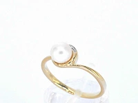 Gouden ring diamant parel - afbeelding 5 van  10
