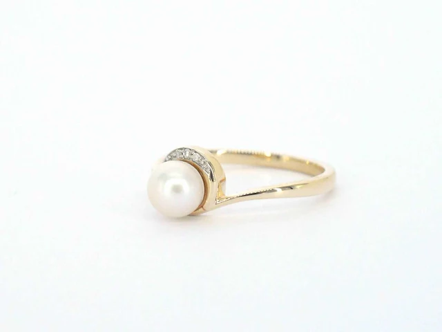 Gouden ring diamant parel - afbeelding 10 van  10