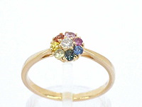 Gouden ring diamant saffier multicolour - afbeelding 1 van  10