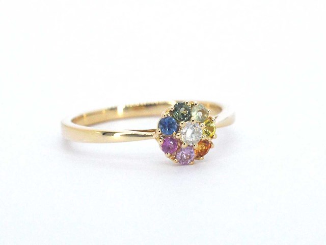 Gouden ring diamant saffier multicolour - afbeelding 6 van  10