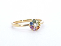 Gouden ring diamant saffier multicolour - afbeelding 6 van  10