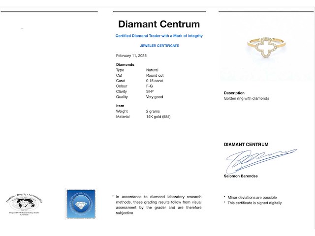 Gouden ring klaver vier motief met diamanten - afbeelding 3 van  9