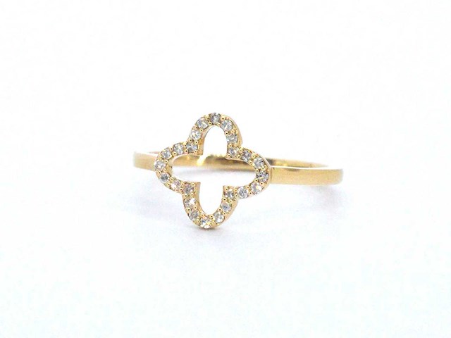 Gouden ring klaver vier motief met diamanten - afbeelding 4 van  9