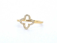 Gouden ring klaver vier motief met diamanten - afbeelding 4 van  9