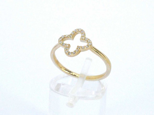 Gouden ring klaver vier motief met diamanten - afbeelding 5 van  9