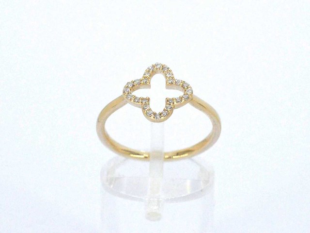 Gouden ring klaver vier motief met diamanten - afbeelding 6 van  9