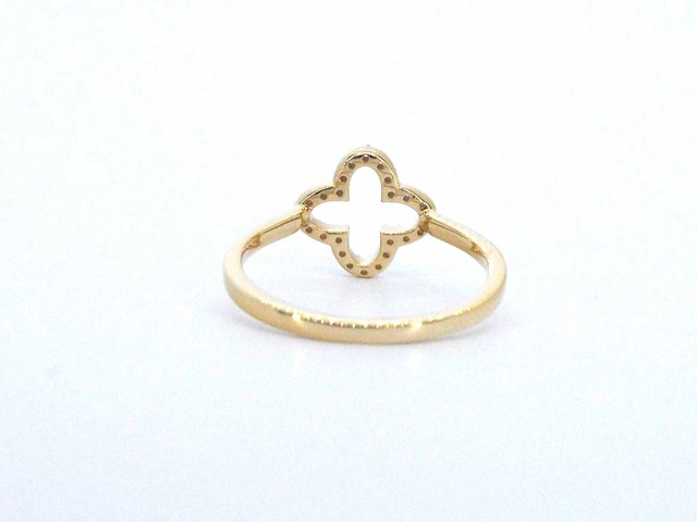Gouden ring klaver vier motief met diamanten - afbeelding 7 van  9