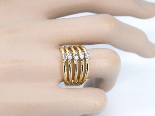 Gouden ring met 5 bijzondere diamanten - afbeelding 4 van  10