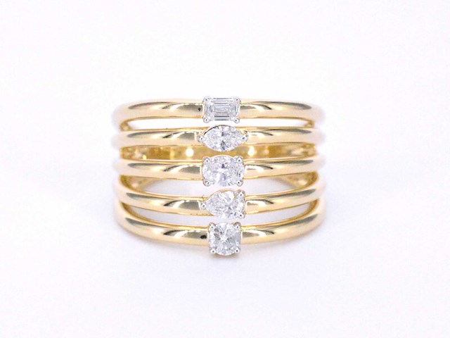 Gouden ring met 5 bijzondere diamanten - afbeelding 7 van  10