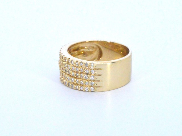 Gouden ring met 5 rijen aan briljanten pave gezet - afbeelding 3 van  9