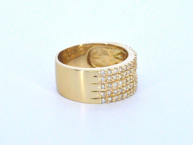 Gouden ring met 5 rijen aan briljanten pave gezet - afbeelding 4 van  9