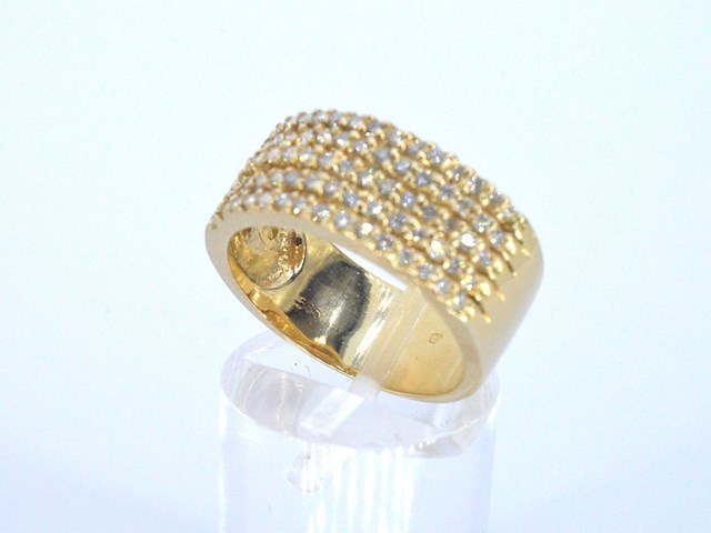 Gouden ring met 5 rijen aan briljanten pave gezet - afbeelding 5 van  9