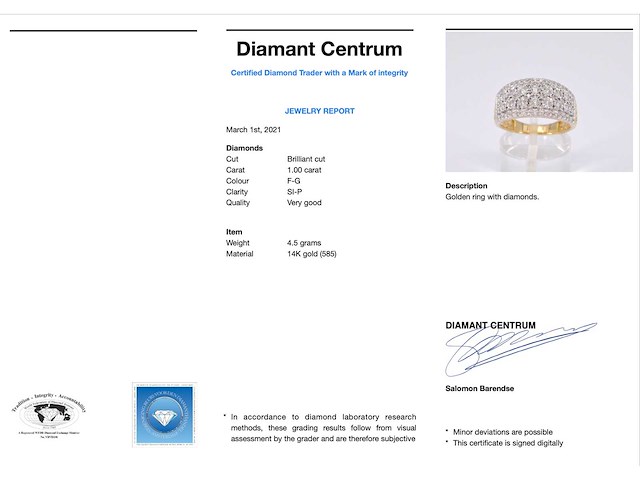 Gouden ring met briljanten 1.00 carat - afbeelding 4 van  10