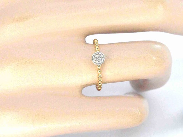 Gouden ring met centraal een rondje vol gezet met diamanten - afbeelding 3 van  10