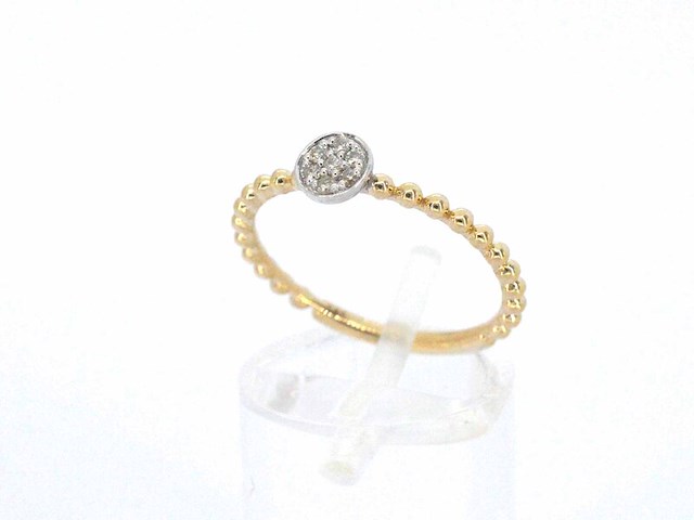 Gouden ring met centraal een rondje vol gezet met diamanten - afbeelding 5 van  10