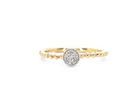 Gouden ring met centraal een rondje vol gezet met diamanten - afbeelding 1 van  10