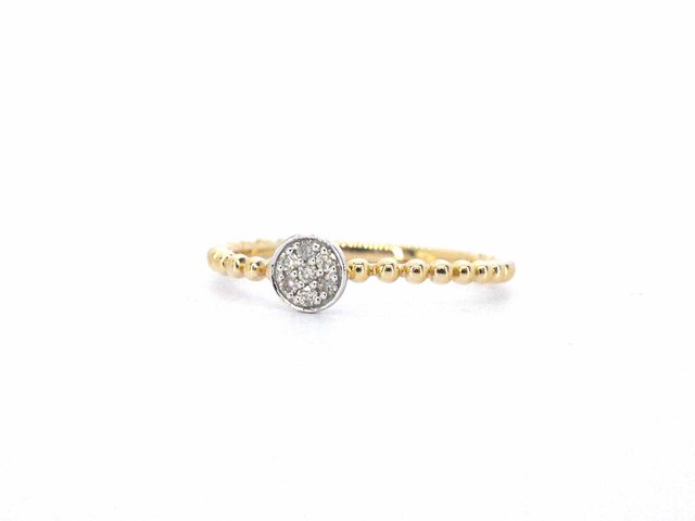 Gouden ring met centraal een rondje vol gezet met diamanten - afbeelding 4 van  10