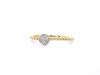 Gouden ring met centraal een rondje vol gezet met diamanten - afbeelding 4 van  10