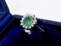 Gouden ring met de hand gemaakt met diamanten en hoge kwaliteit smaragd - afbeelding 3 van  10