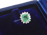 Gouden ring met de hand gemaakt met diamanten en hoge kwaliteit smaragd - afbeelding 4 van  10