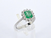 Gouden ring met de hand gemaakt met diamanten en hoge kwaliteit smaragd - afbeelding 6 van  10