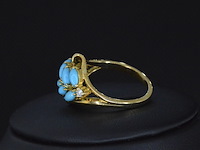 Gouden ring met diamant en blauwe edelsteen - afbeelding 3 van  6