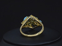 Gouden ring met diamant en blauwe edelsteen - afbeelding 4 van  5