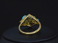 Gouden ring met diamant en blauwe edelsteen - afbeelding 4 van  4