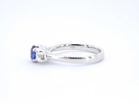Gouden ring met diamant en een blauwe saffier - afbeelding 2 van  10